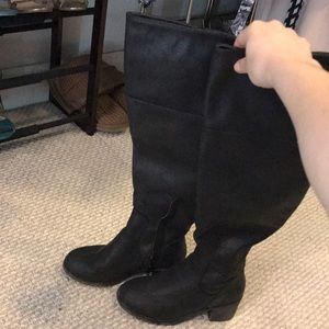 Black knee high leather boots